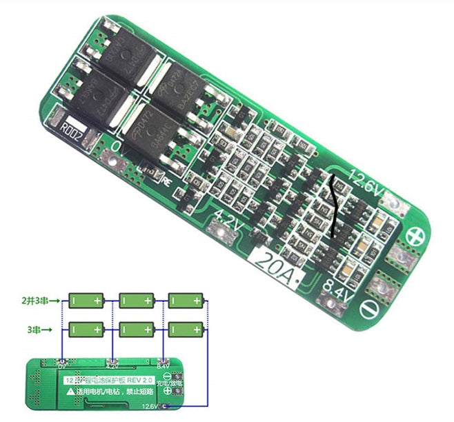 3S 20A 12.6v NMC BMS (10 Pc)